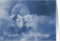 Wolves Winter Solstic, Wolf & Moon Native American Solstice card