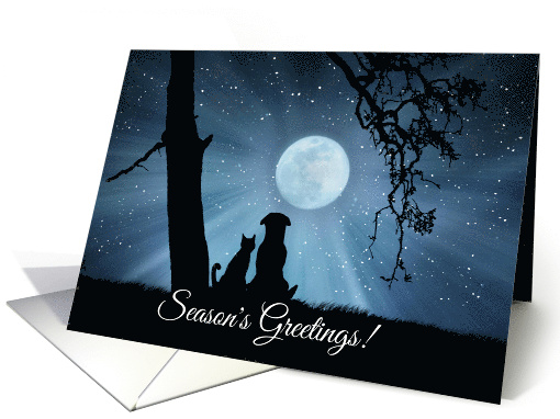 Cute Dog and Cat Season's Greetings, Cute Cat and Dog Holiday card