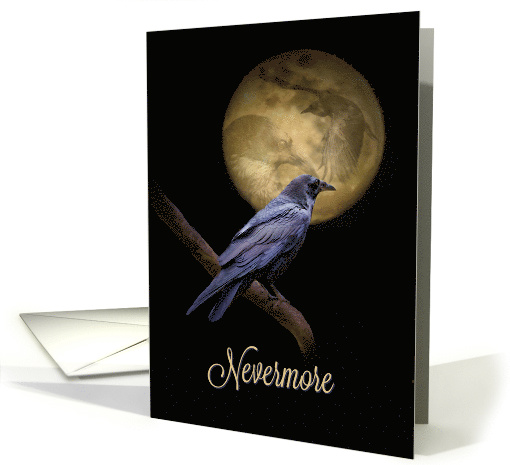 Gothic Edgar Allan Poe's The Raven Happy and Mysterious Halloween card