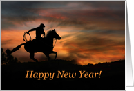 Cowboy Horse and Rider Happy New Year, Happy Trails card