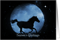 Pretty Horse Season’s Greetings, Blue Moon and Snow Running Horse card