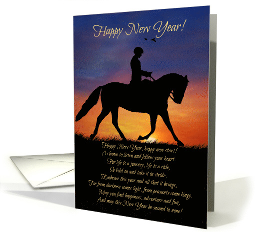 Horse Happy New Year Dressage Horse and Rider, card (1552490)