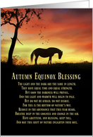 Autumn Equinox Blessings Card, With Horse, Sunset And Tree card