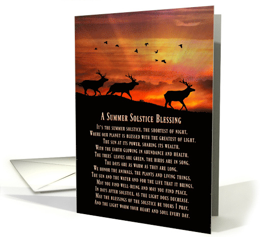 Summer Solstice Blessings, Native American Inspired Herd of Elk card