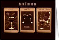 Funny Wine Birthday Card, Tarot Card Reading to Have Wine on Your Bday card