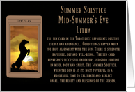 Summer Solstice, Mid-Summer’s Eve, Litha Tarot Spread One card