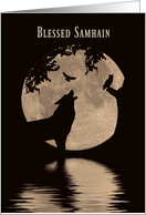 Blessed Samhain Wolf, Raven and Owl card