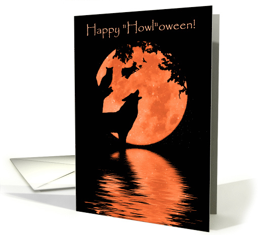 Wolf Owl Cat Raven and Witch Happy Halloween card (1570568)