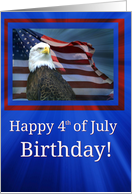 Happy 4th of July Birthday Bald Eagle and American Flag card