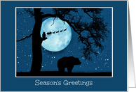 Bear Owl Moon and Santa Season’s Greetings with Snow card