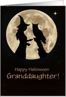 Halloween Granddaughter or Any Relation Witch and Owl In Moonlight card