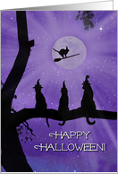 Black Cats and Witch Hats Happy Halloween card