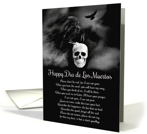 Dia de Los Muertos Raven or Crow and Skull Day of the Dead card