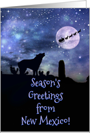 Coyote Cactus Santa and Reindeer Season’s Greetings from New Mexico card