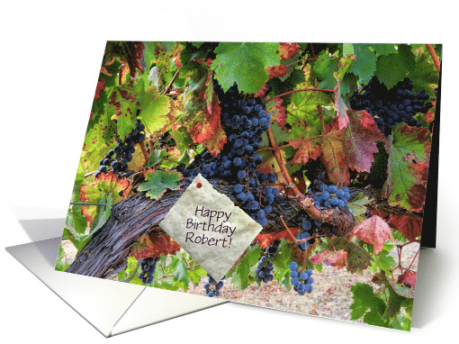 Custom Name Happy Birthday Wine Grapes and Vineyard card (1580274)