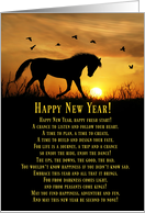 Horse, Birds and Poem in Sunrise Happy New Year card