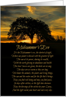Midsummer’s Eve Blessing Poem with Oak Tree and Sunset card