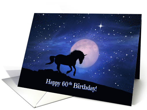 Unicorn and Stars Happy 60th Birthday card (1601032)