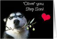 Happy Birthday Step Son, I love you Step Son Cute Husky card