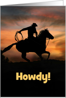 Country Western Cowboy Customizable Hi, Hello, Howdy card