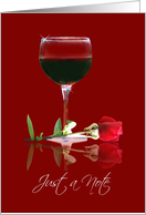 Wine Just A Note with Red Rose card