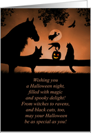Happy Halloween, Horse, Dog Cats and Witch Cute Poem card