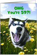 Cute Happy 59th Birthday Husky Customizable card