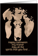 Custom Friend Happy Halloween Funny Wine and Witches card