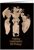 Happy Halloween Birthday with Witches and Wine Customizeable card