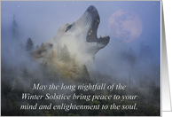 Wolf Spirit in the Forest with Moon Winter Solstice card