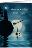 Christmas Seasons Greetings from Oregon Sailboat Lighthouse card