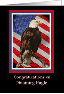 Eagle Scout Congratulations with Bald Eagle and American Flag card