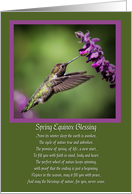 Spring Equinox Ostara Blessing Hummingbird and Cute Bug on Flower card
