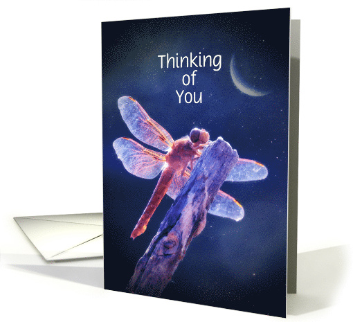 Thinking of You Dragonfly and Moon Customizable card (1662672)