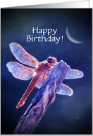 Dragonfly and Moon Customizable Happy Birthday card