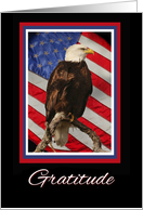 Military Thank You for Your Service with Bald Eagle and American Flag card