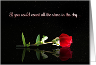 Pretty Thinking of You Stars and Red Rose With Love card