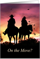 Congratulations on Moving Country Western Cowboy and Cowgirl card