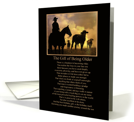 Getting Older With Cowboy and Cattle Country Western Birthday card