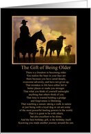 Getting Older With Cowboy and Cattle Country Western Birthday card