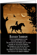 Samhain With Girl In Nature Horse Owl and Oak Tree Crescent Moon card