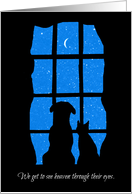 Pet Sympathy with Dog and Cat Looking Through Window at Heaven card