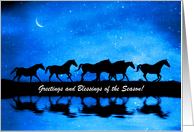 Season’s Greetings Horses and Winter Sky Moon Custom card