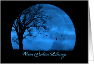 Beautiful Winter Solstice Oak Tree Winter Full Blue Moon Custom card