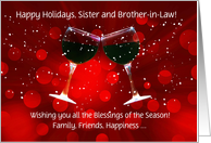Sister and Husband Cheers Snow Holiday Funny Wine Custom Text Cover card