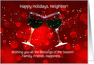 Neighbor Funny Happy Holidays Wine and Snow Custom Front card