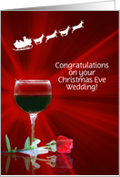 Christmas Eve Wedding Congratulations Custom Front Wine and Santa card