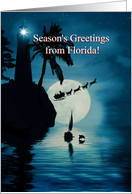 Florida Seasons Greetings Coastal with Sailboat Lighthouse and Santa card