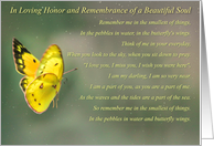 Remembrance Anniversary of Death Spiritual Butterfly Poem card