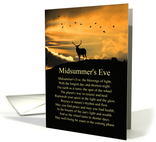 Midsummers Eve Sumer Solstice Poem with Elk Birds on... (1722418)